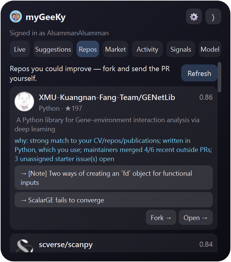 Repos tab