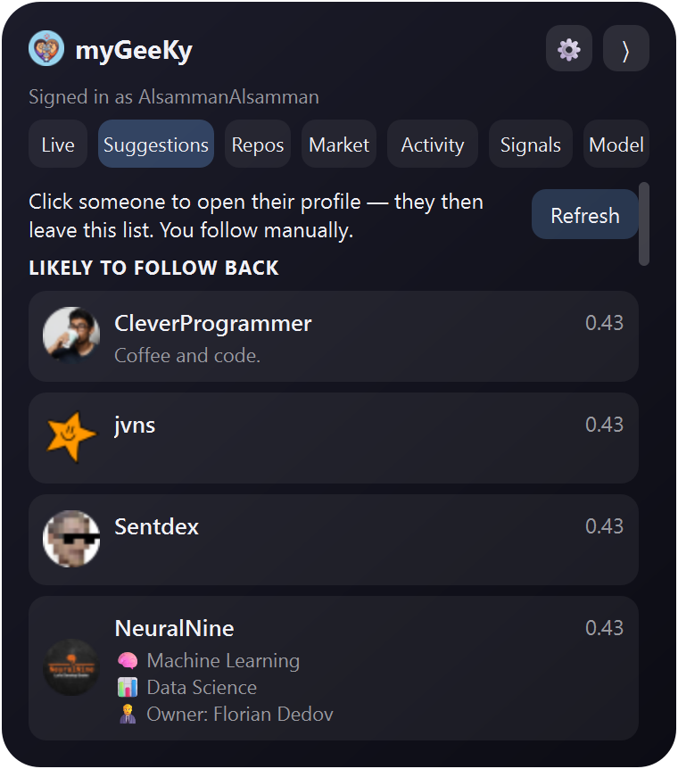 Suggestions tab